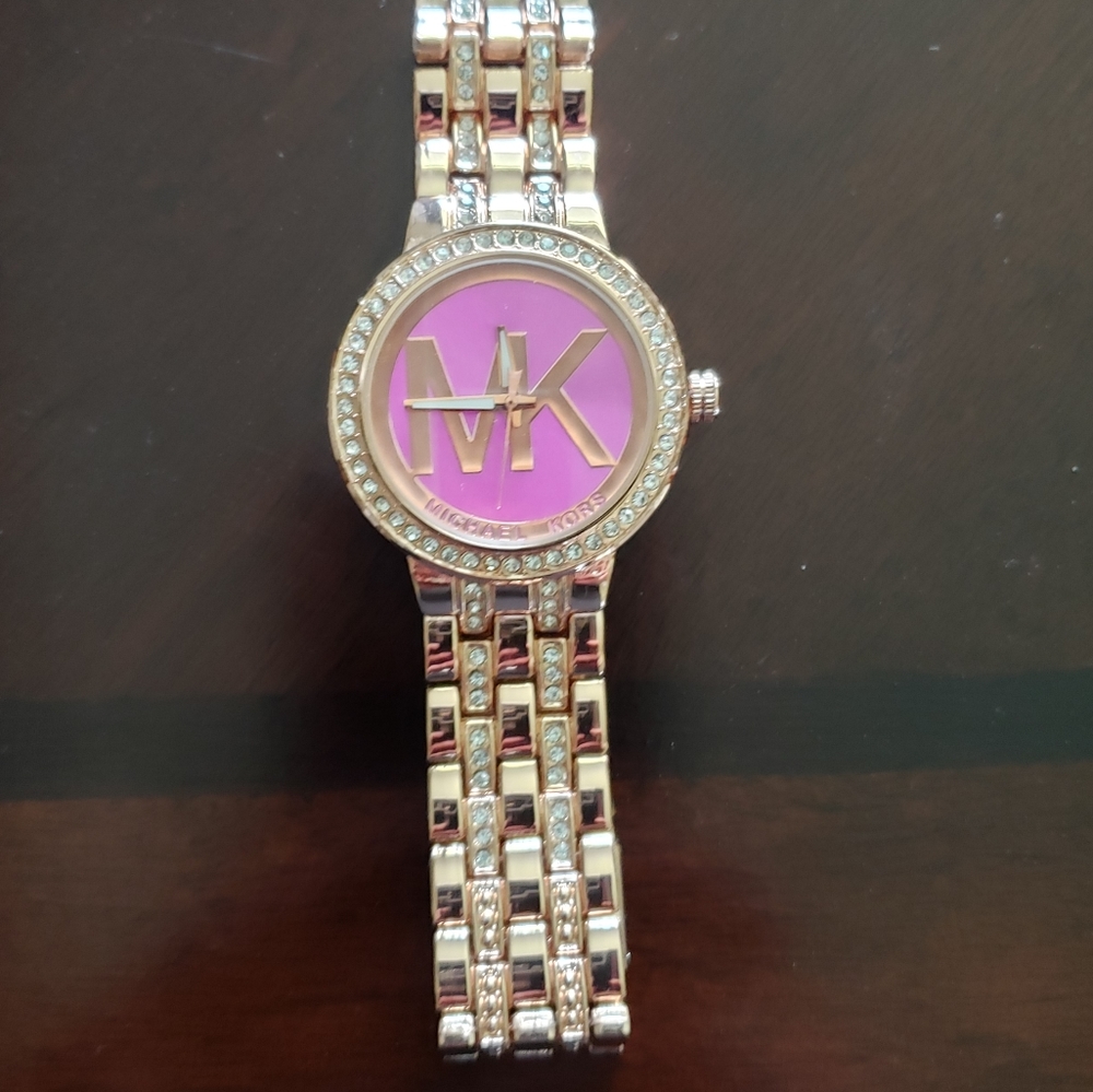 Micheal Kors rose gold and pink watch